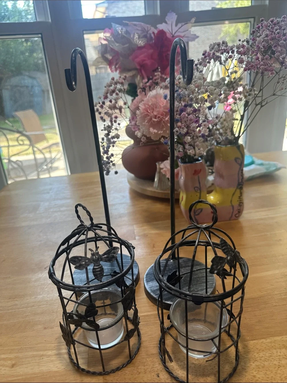 Black Metal Birdcage Tealight Holders — Decorative Hanging Candle Stands
